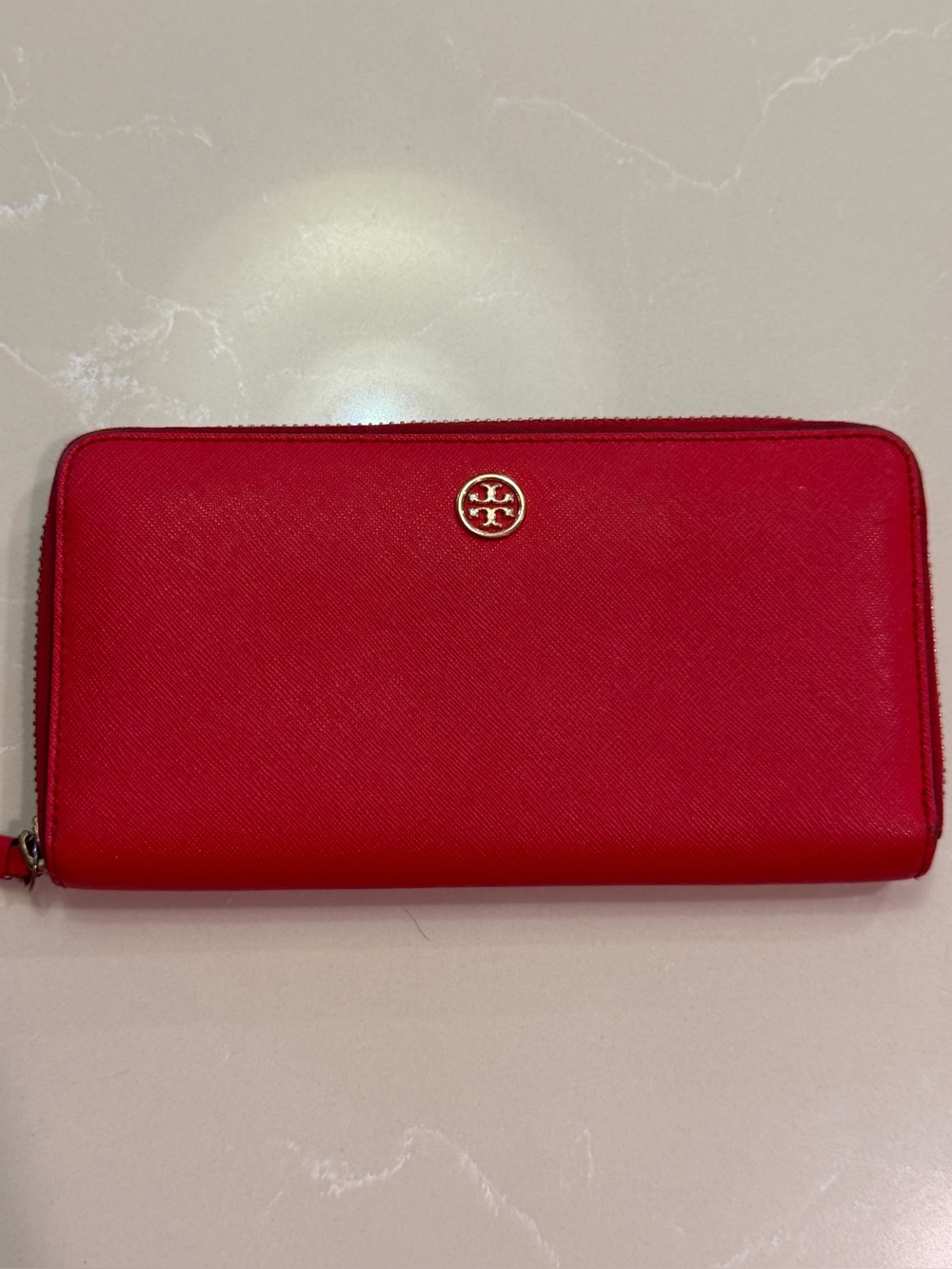 EUC Tory Burch Red Zip-Around Leather Wallet